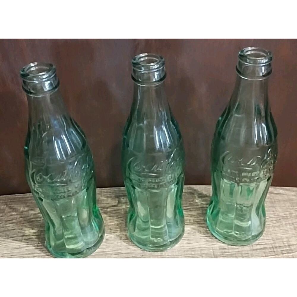 COCA COLA 10oz. Bottle Marquette Michigan Green Glass Empty Coke Lot Of 3
